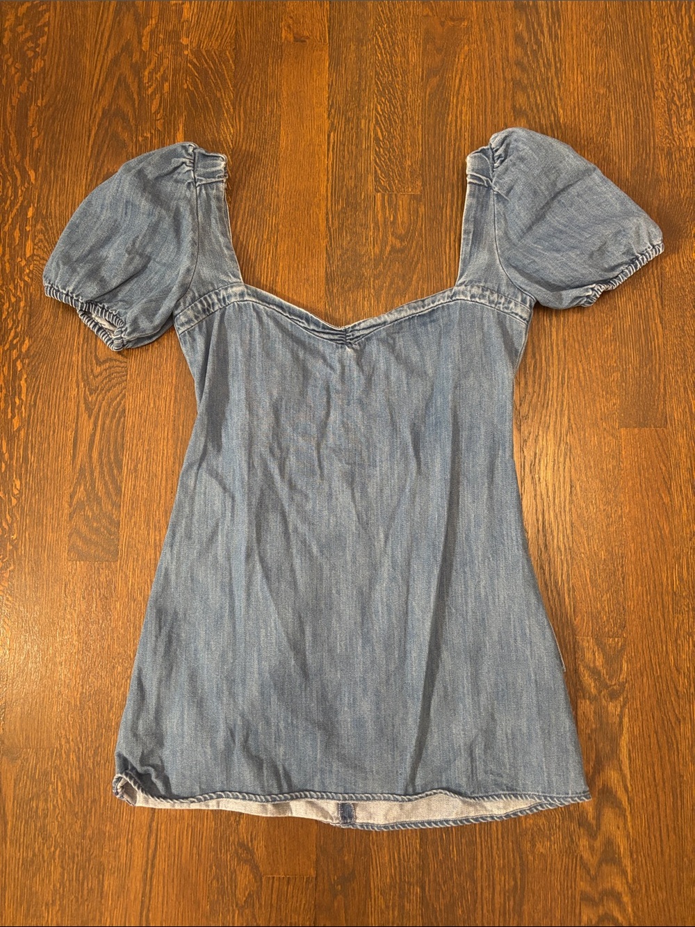 Zara Denim Puff-Sleeve Mini Dress